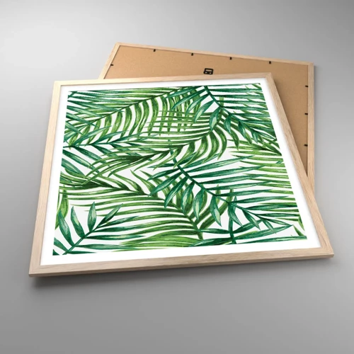 Póster en marco roble claro - Bajo el verde - 60x60 cm