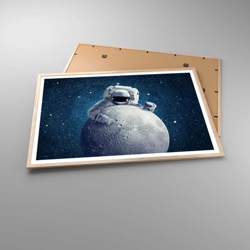 Póster en marco roble claro - Bromista espacial - 100x70 cm