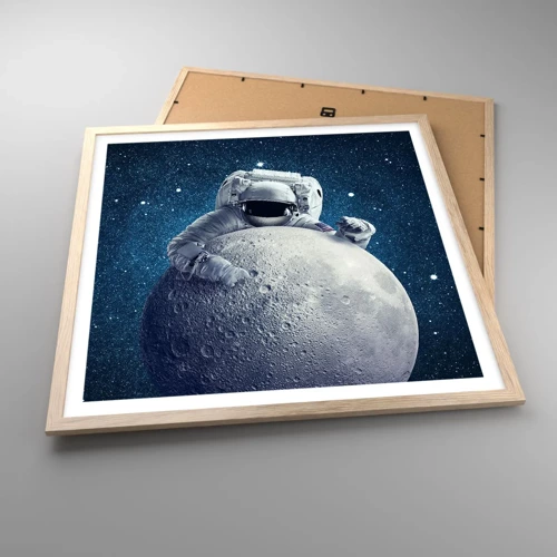 Póster en marco roble claro - Bromista espacial - 60x60 cm