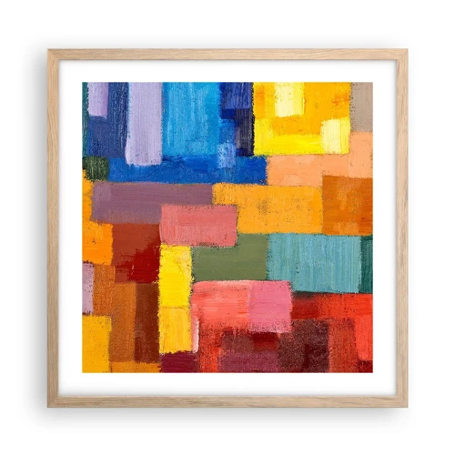 Póster en marco roble claro - Cada una diferente, todas coloridas - 50x50 cm