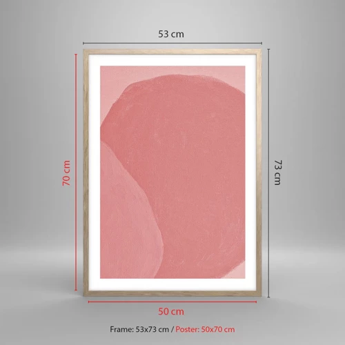 Póster en marco roble claro - Composición orgánica en rosa - 50x70 cm