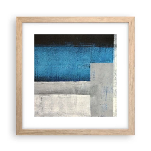 Póster en marco roble claro - Composición poética de gris y azul - 30x30 cm