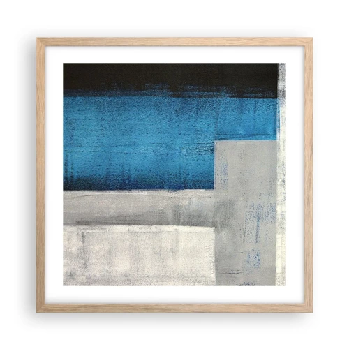 Póster en marco roble claro - Composición poética de gris y azul - 50x50 cm