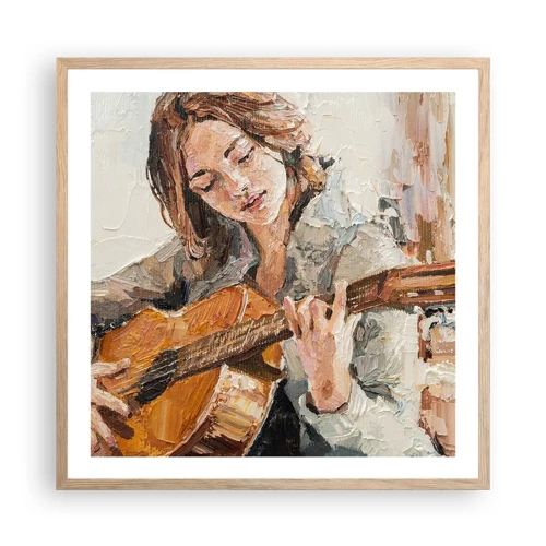 Póster en marco roble claro - Concierto de guitarra y corazón joven - 60x60 cm