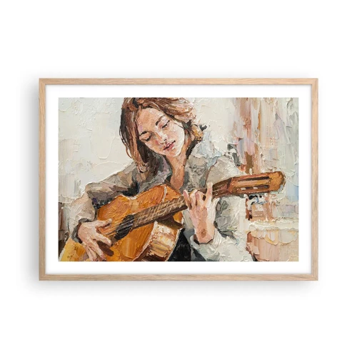 Póster en marco roble claro - Concierto de guitarra y corazón joven - 70x50 cm