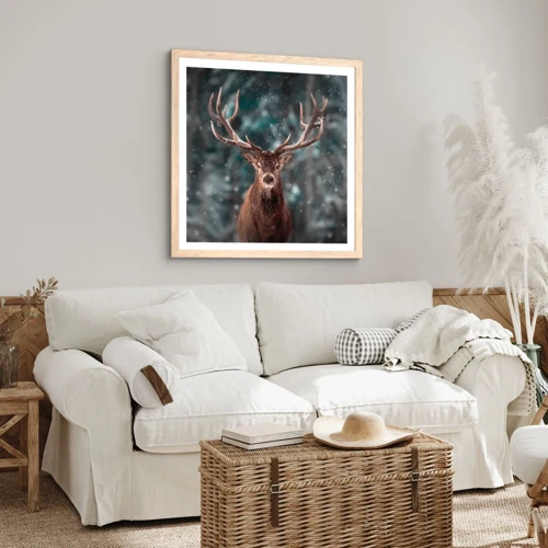 Póster en marco roble claro - Coronado rey del bosque - 30x30 cm