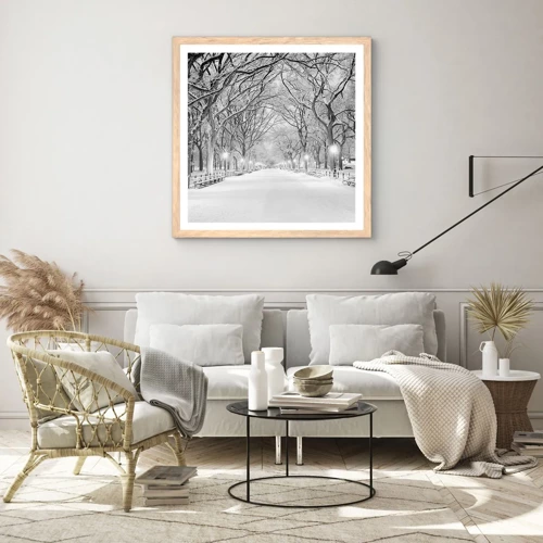 Póster en marco roble claro - Cuatro estaciones - invierno - 50x50 cm