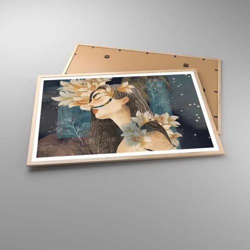 Póster en marco roble claro - Cuento de princesa con lirios - 91x61 cm