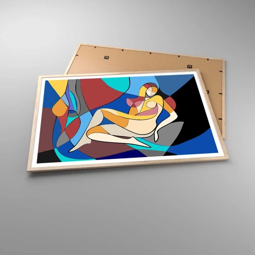 Póster en marco roble claro - Desnudo cubista - 100x70 cm
