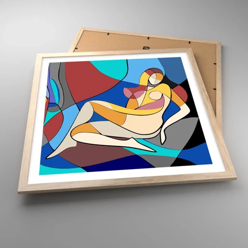 Póster en marco roble claro - Desnudo cubista - 50x50 cm