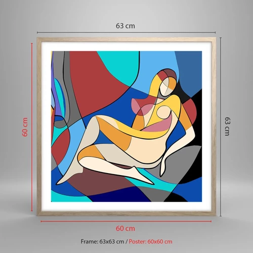 Póster en marco roble claro - Desnudo cubista - 60x60 cm