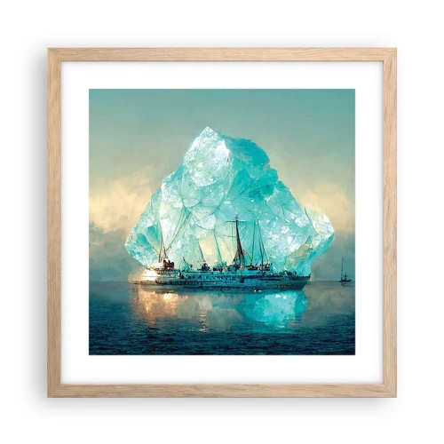 Póster en marco roble claro - Diamante ártico - 40x40 cm