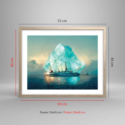 Póster en marco roble claro - Diamante ártico - 50x40 cm