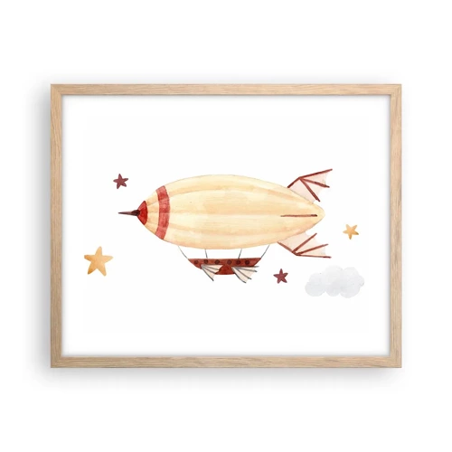 Póster en marco roble claro - Dirigible - 50x40 cm