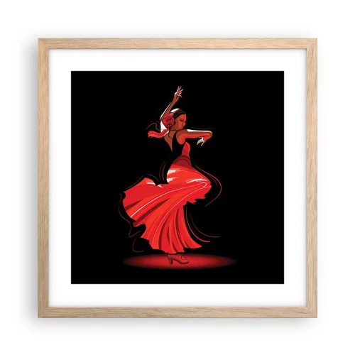 Póster en marco roble claro - El espíritu ardiente del flamenco - 40x40 cm