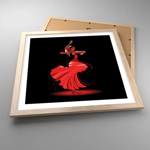 Póster en marco roble claro - El espíritu ardiente del flamenco - 40x40 cm