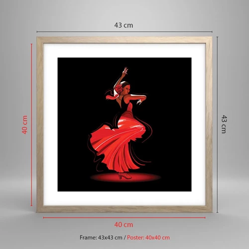 Póster en marco roble claro - El espíritu ardiente del flamenco - 40x40 cm