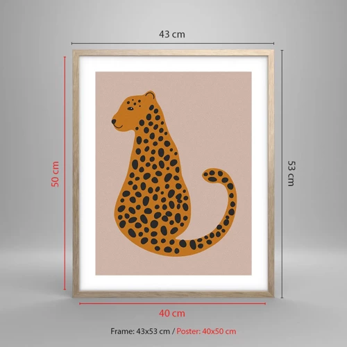 Póster en marco roble claro - El estampado de leopardo está de moda - 40x50 cm