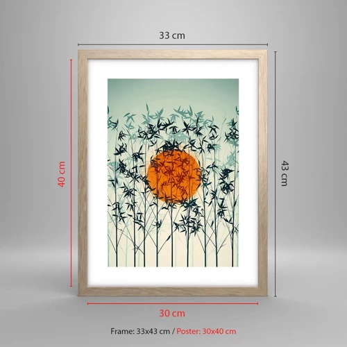 Póster en marco roble claro - El sol de Japón - 30x40 cm