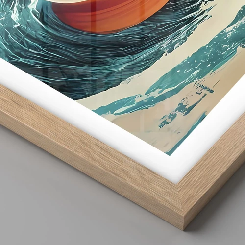 Póster en marco roble claro - El sueño de un surfista - 50x40 cm
