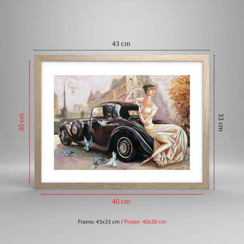 Póster en marco roble claro - Elegancia retro - 40x30 cm