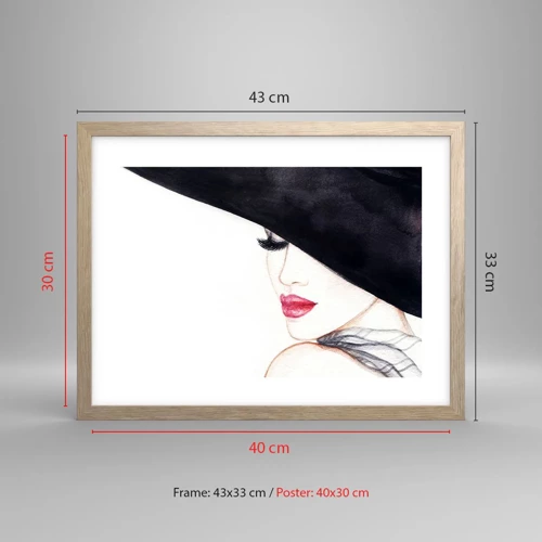 Póster en marco roble claro - Elegancia y sensualidad - 40x30 cm