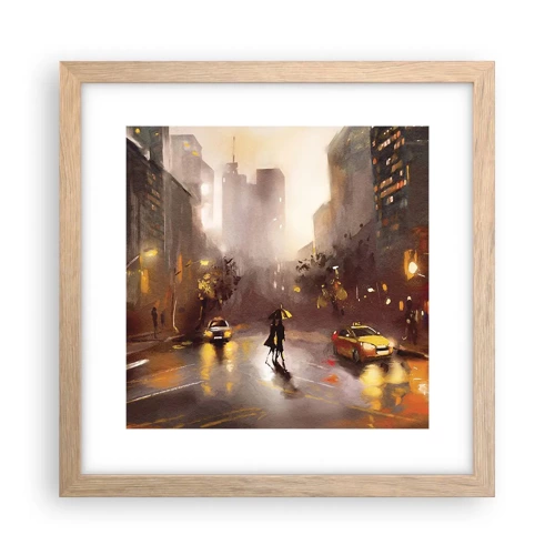 Póster en marco roble claro - En las luces de Nueva York - 30x30 cm