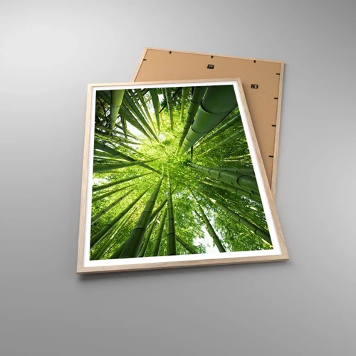 Póster en marco roble claro - En un bosquecillo de bambú - 70x100 cm