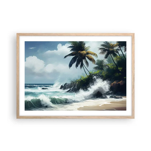 Póster en marco roble claro - En una costa tropical - 70x50 cm