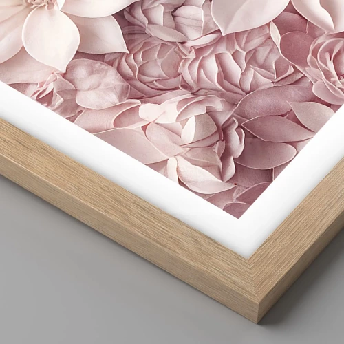 Póster en marco roble claro - Entre pétalos rosas - 60x60 cm