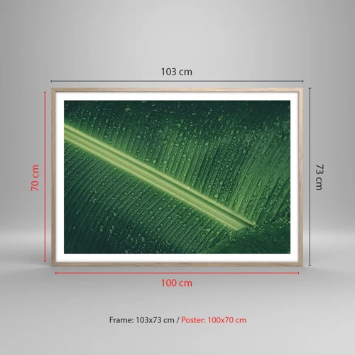 Póster en marco roble claro - Estructura del verde - 100x70 cm