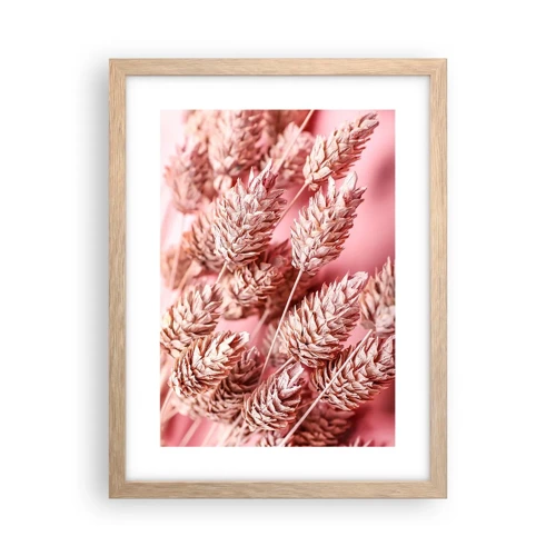 Póster en marco roble claro - Estructura floral en rosa - 30x40 cm