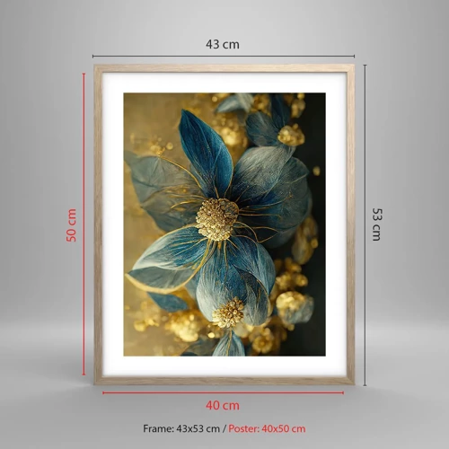 Póster en marco roble claro - Flor de oro - 40x50 cm