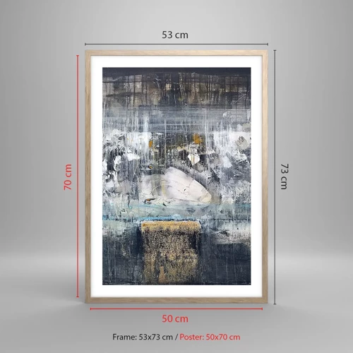 Póster en marco roble claro - Hielo abstracto - 50x70 cm