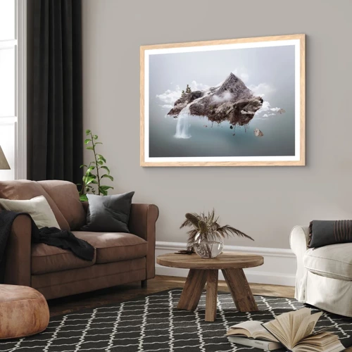 Póster en marco roble claro - Isla surrealista - 40x30 cm