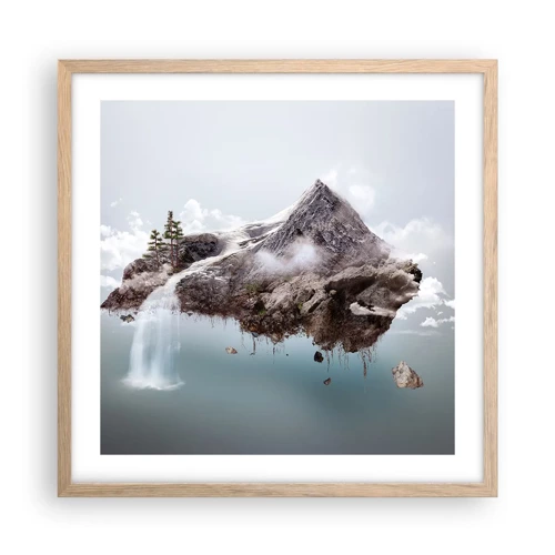 Póster en marco roble claro - Isla surrealista - 50x50 cm