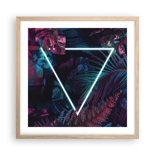 Póster en marco roble claro - Jardín fluorescente - 50x50 cm