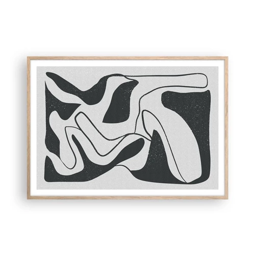 Póster en marco roble claro - Juego abstracto en un laberinto - 100x70 cm