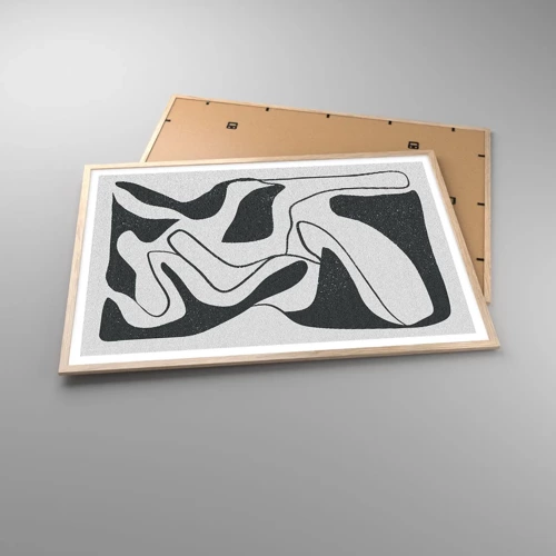 Póster en marco roble claro - Juego abstracto en un laberinto - 100x70 cm