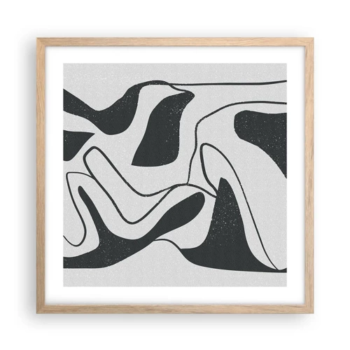 Póster en marco roble claro - Juego abstracto en un laberinto - 50x50 cm