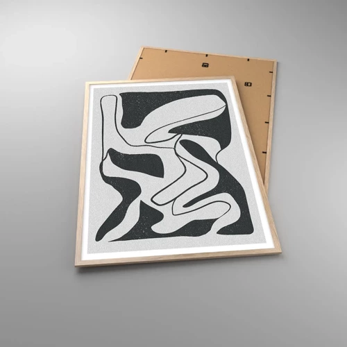 Póster en marco roble claro - Juego abstracto en un laberinto - 70x100 cm