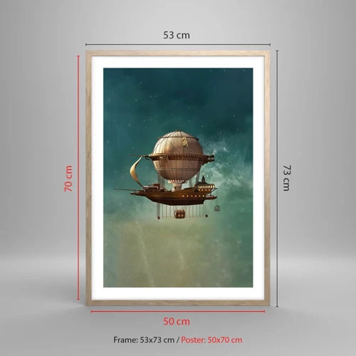 Póster en marco roble claro - Julio Verne saluda - 50x70 cm