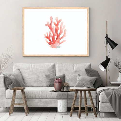Póster en marco roble claro - La hermosura del color coral - 100x70 cm