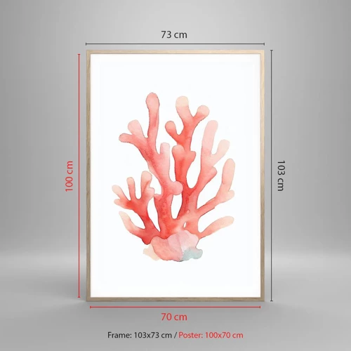 Póster en marco roble claro - La hermosura del color coral - 70x100 cm