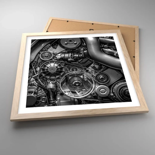 Póster en marco roble claro - La poesía de la mecánica - 40x40 cm