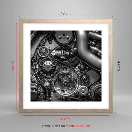Póster en marco roble claro - La poesía de la mecánica - 40x40 cm