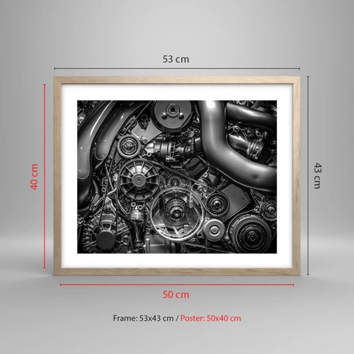 Póster en marco roble claro - La poesía de la mecánica - 50x40 cm