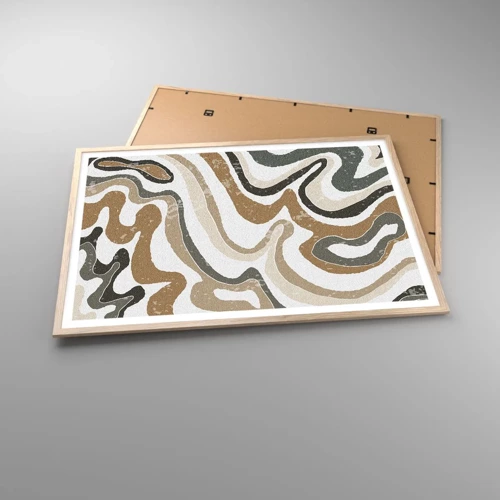 Póster en marco roble claro - Meandros de colores terrosos - 100x70 cm