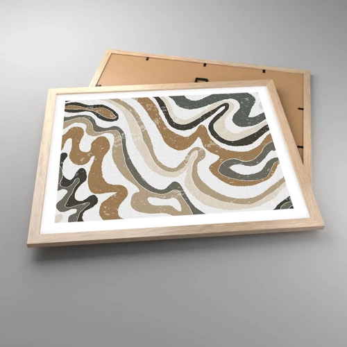 Póster en marco roble claro - Meandros de colores terrosos - 50x40 cm