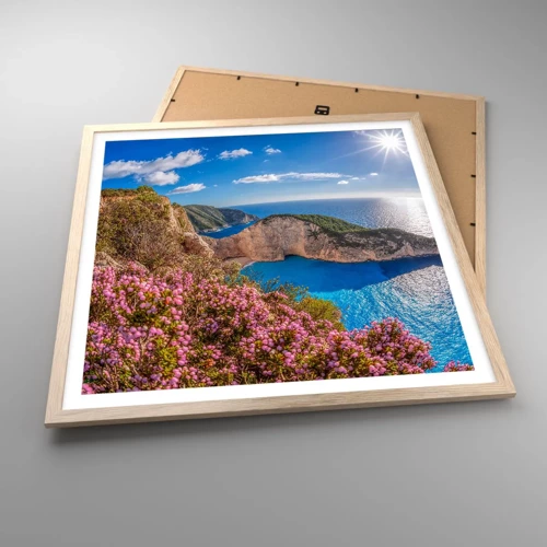 Póster en marco roble claro - Mis grandes vacaciones en Grecia - 60x60 cm